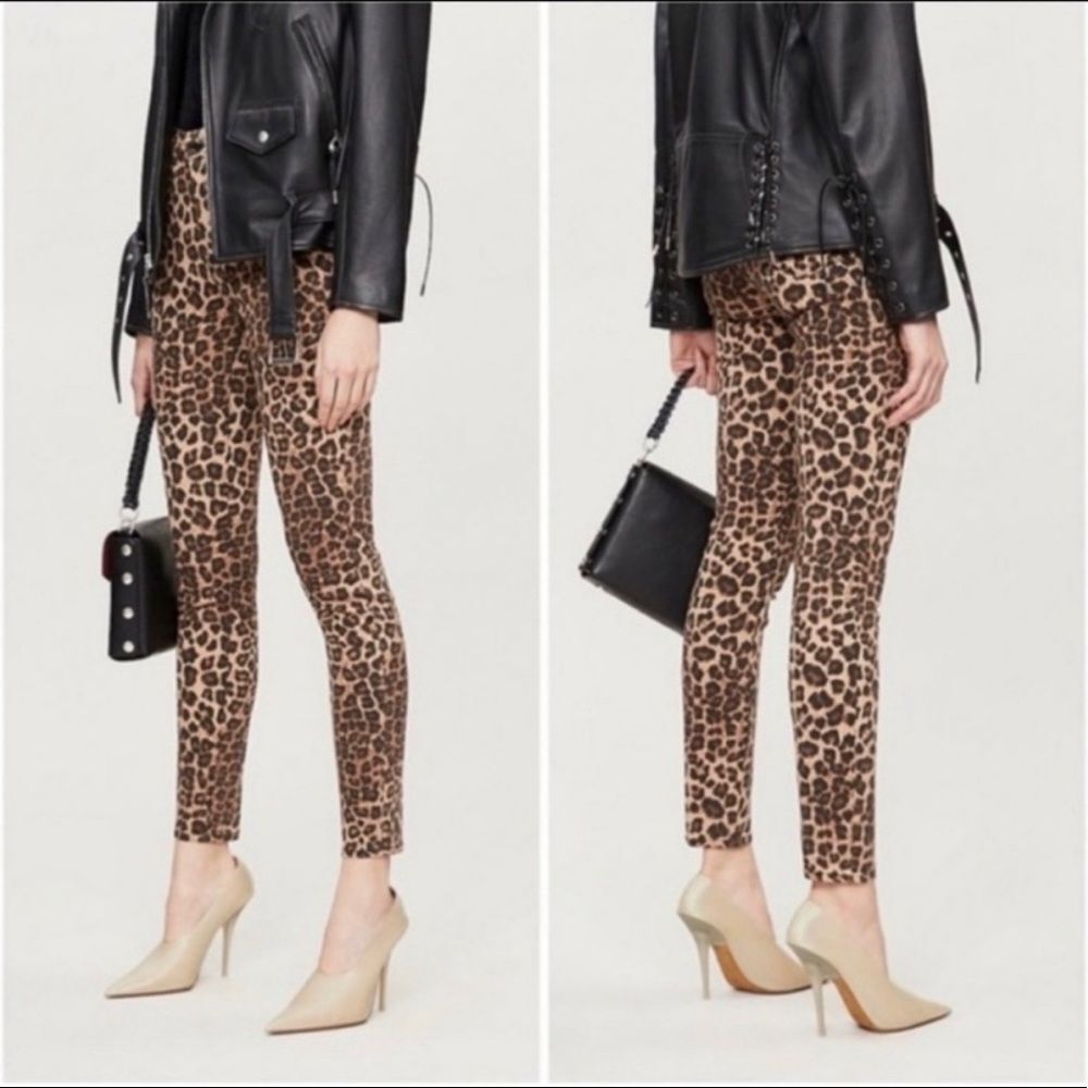Good American Leopard Print Jeans Brown Size 28 High Rise Good Waist